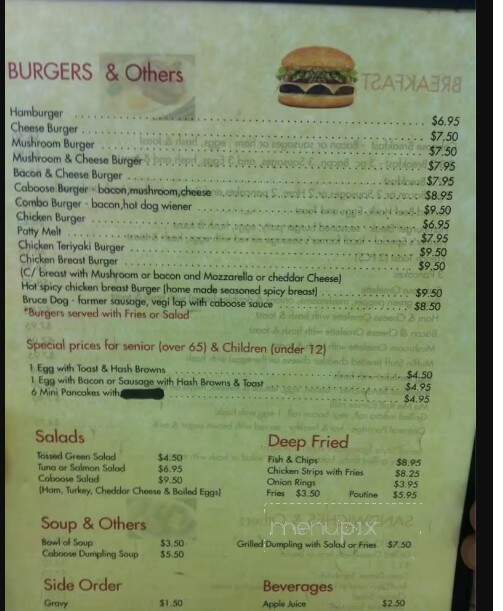 Loose Caboose Cafe - Chilliwack, BC menu_pic