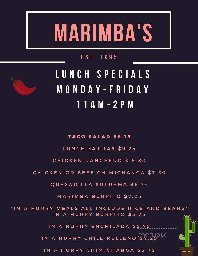 Marimba Mexican Restaurant - Shelbyville, KY menu_pic