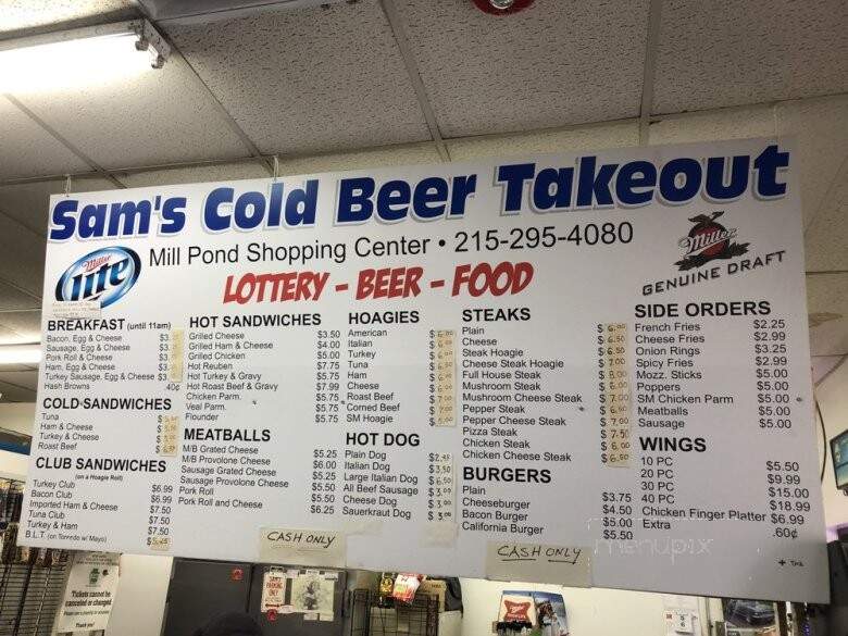 Sam's Cold Take Out Beer - Morrisville, PA menu_pic