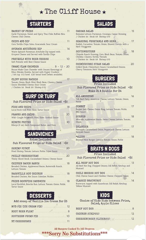 Cliff House-Fort Bragg - Fort Bragg, CA menu_pic