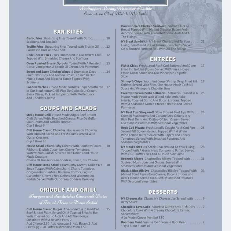 Cliff House-Fort Bragg - Fort Bragg, CA menu_pic