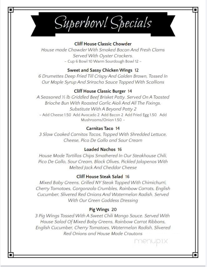 Cliff House-Fort Bragg - Fort Bragg, CA menu_pic