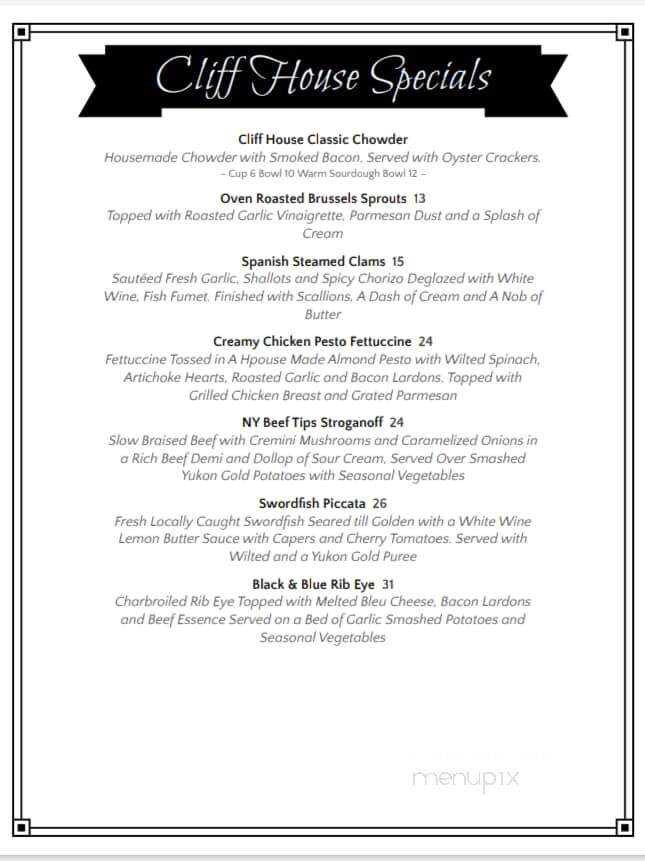 Cliff House-Fort Bragg - Fort Bragg, CA menu_pic
