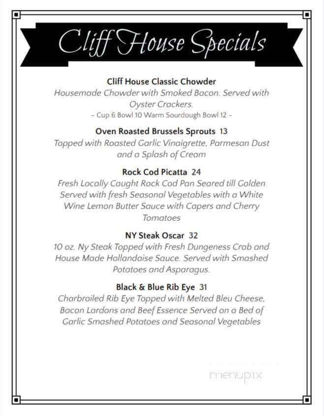 Cliff House-Fort Bragg - Fort Bragg, CA menu_pic
