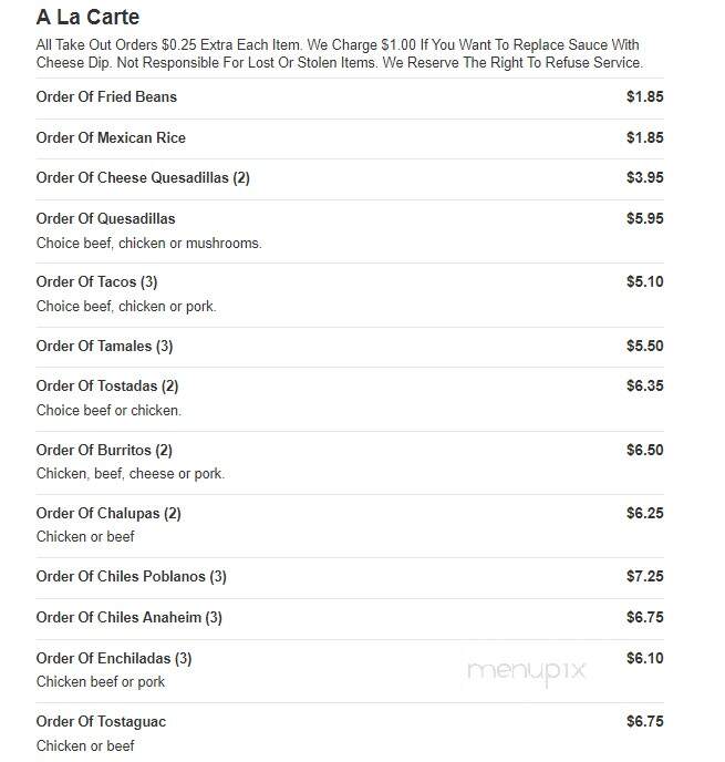El Mariachi Mexican Restaurant - Anderson, CA menu_pic