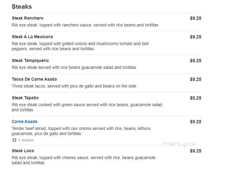 El Mariachi Mexican Restaurant - Anderson, CA menu_pic