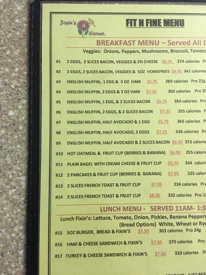 Josie's Corner - Berlin, CT menu_pic