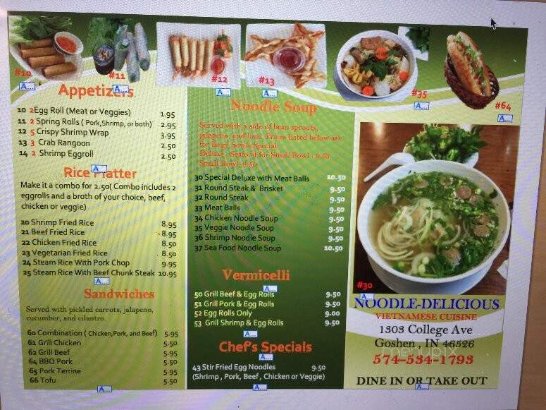 Noodlelicious Vietnamese Cuisine - Goshen, IN menu_pic