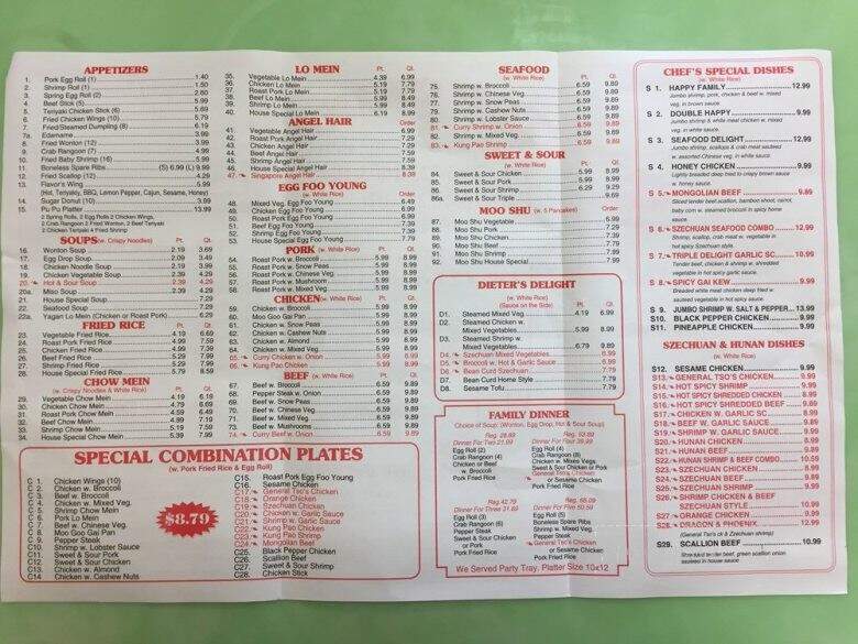 Top China II - Evans, GA menu_pic