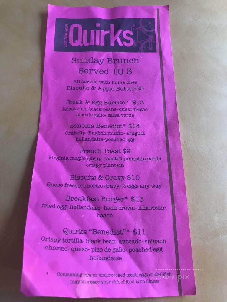 Quirks - Virginia Beach, VA menu_pic
