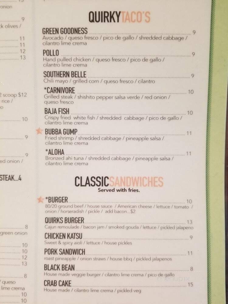 Quirks - Virginia Beach, VA menu_pic