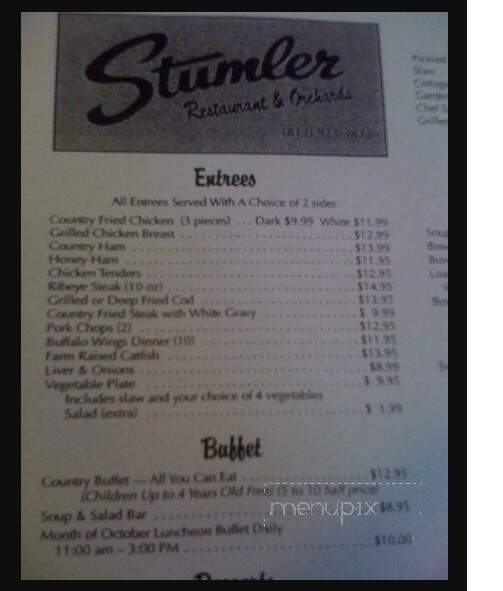 Stumler Restaurant & Orchard - Borden, IN menu_pic