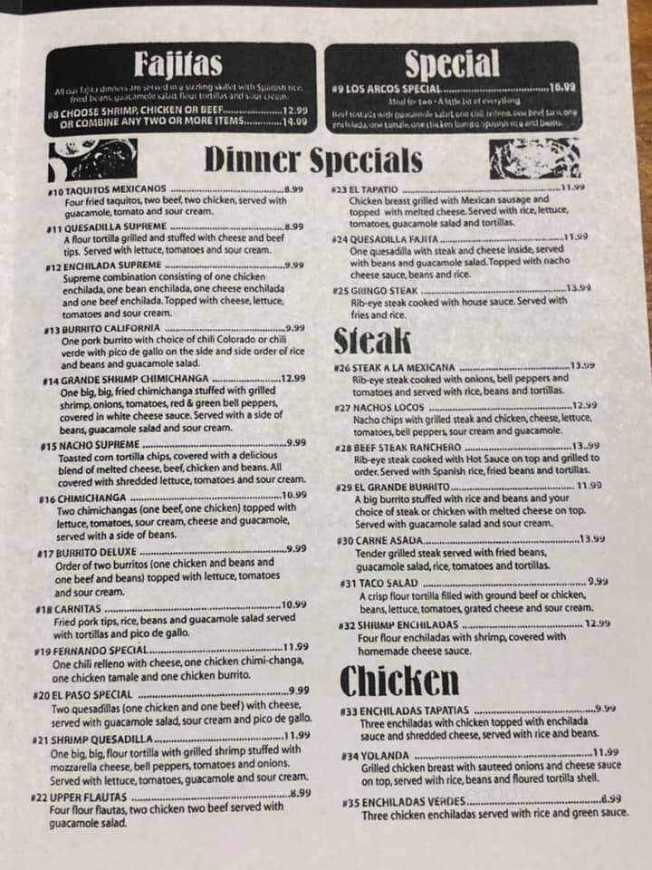 Los Arcos - Upper Sandusky, OH menu_pic