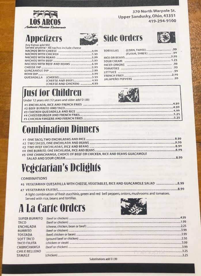 Los Arcos - Upper Sandusky, OH menu_pic