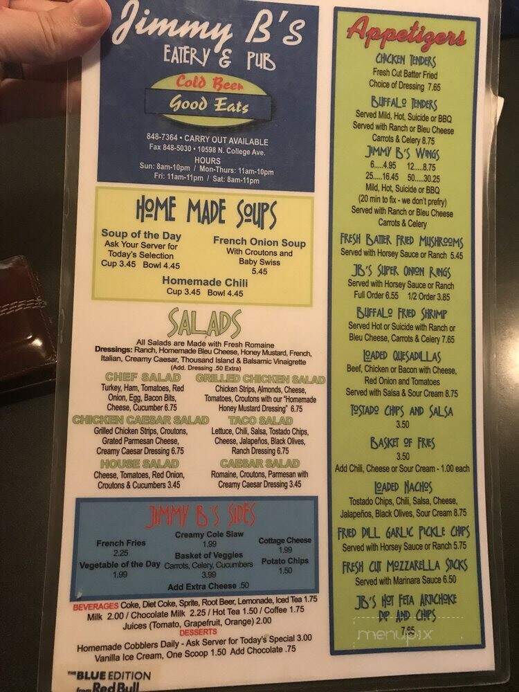 Jimmy B's Pub - Indianapolis, IN menu_pic