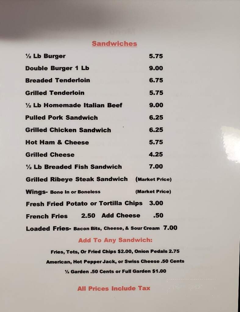 Harrison's Tavern - Rosedale, IN menu_pic