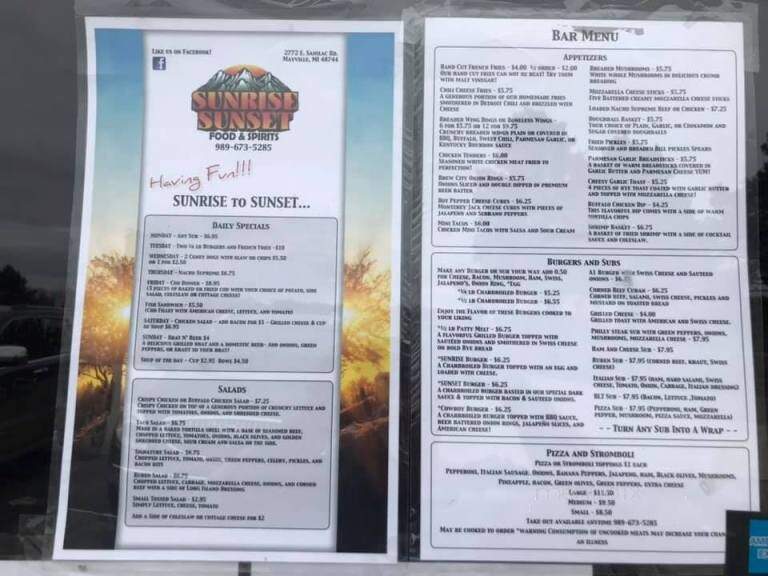 Sunrise Sunset - Mayville, MI menu_pic