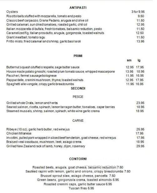 Gio Rana's Really Really Nice Restaurant - Toronto, ON menu_pic