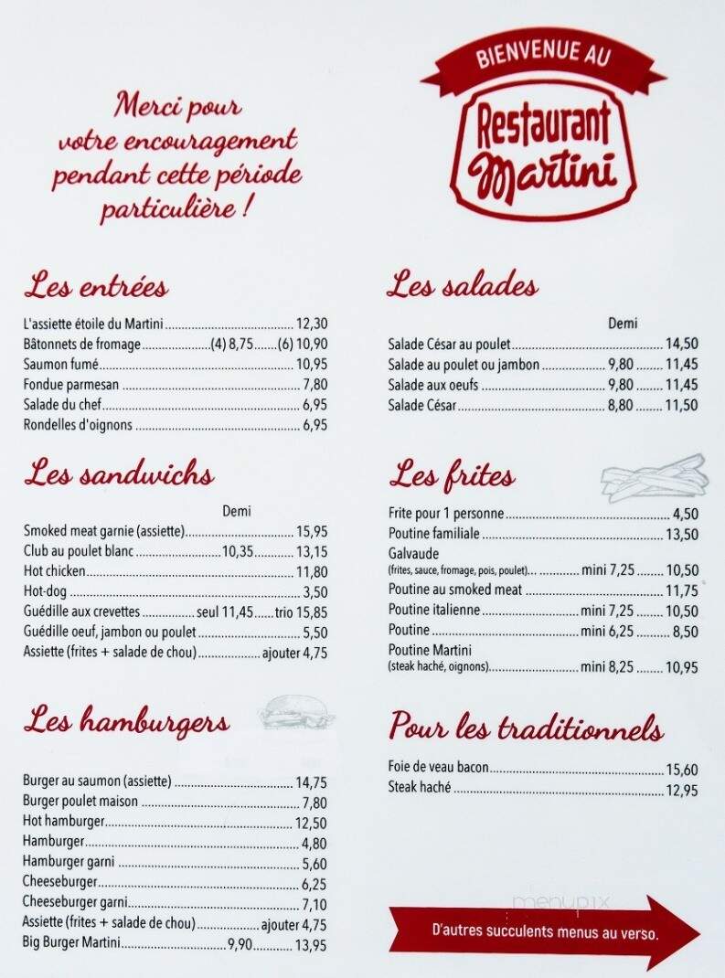 Restaurant Martini Inc - Lac-Etchemin, QC menu_pic