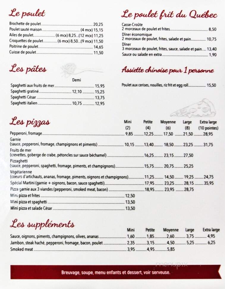 Restaurant Martini Inc - Lac-Etchemin, QC menu_pic