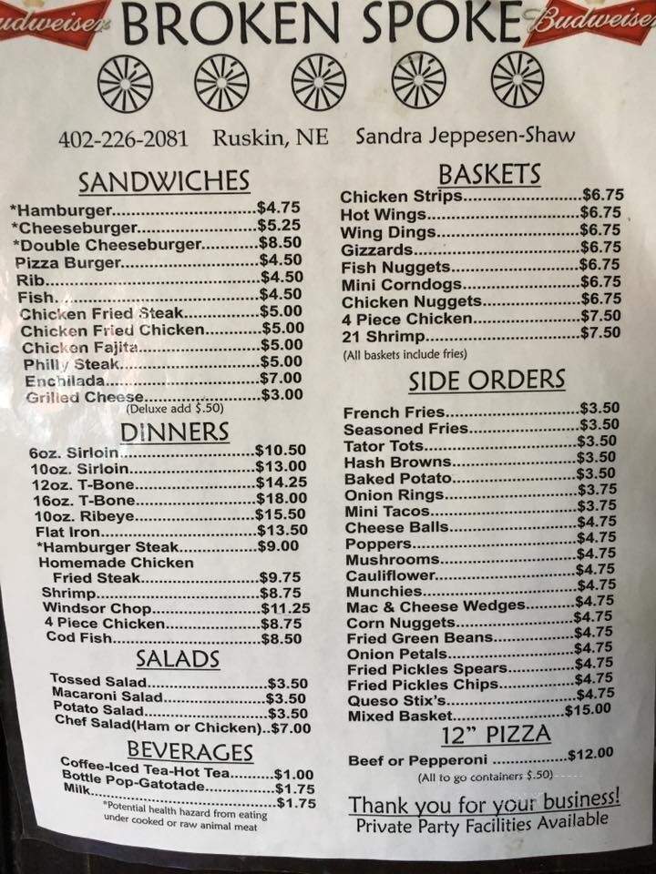 Broken Spoke - Ruskin, NE menu_pic