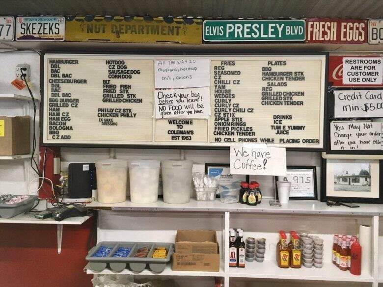 Coleman's Drive-In - Tabor City, NC menu_pic