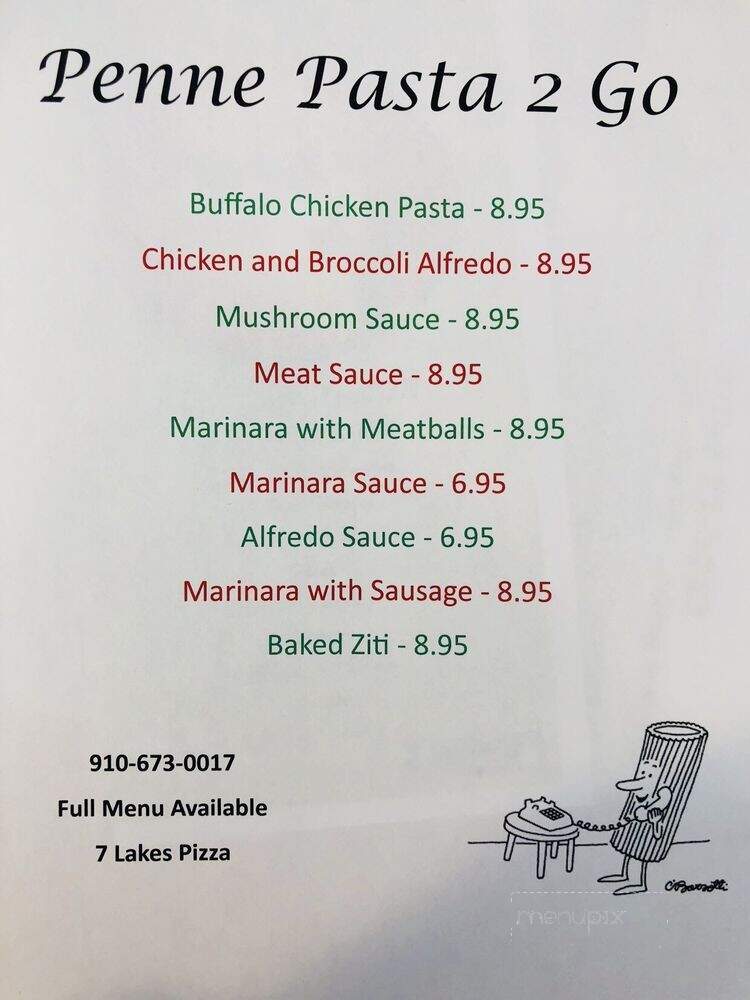 Seven Lakes Pizza Kitchen - West End, NC menu_pic