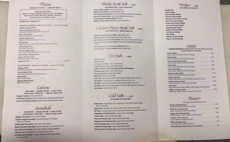 Original Italian Pizza - Millheim, PA menu_pic