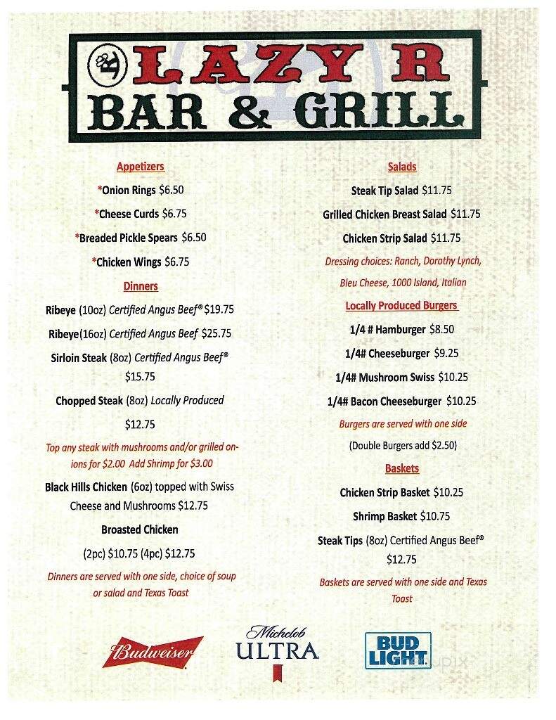 Rockin R Saloon & Steakhouse - Hermosa, SD menu_pic