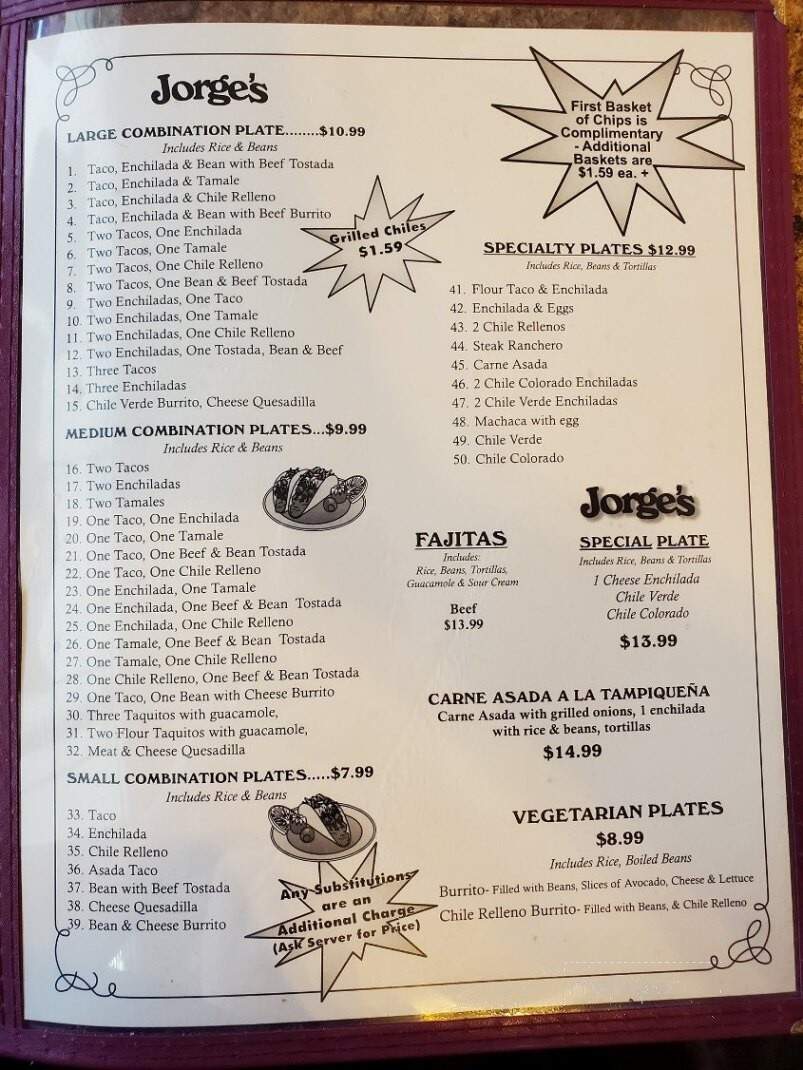 Jorge's Place Mexican Restaurant - Clovis, CA menu_pic