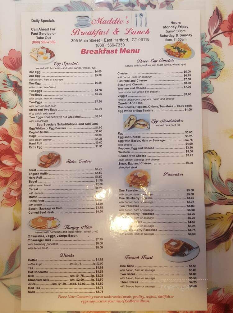 Maddie's - East Hartford, CT menu_pic
