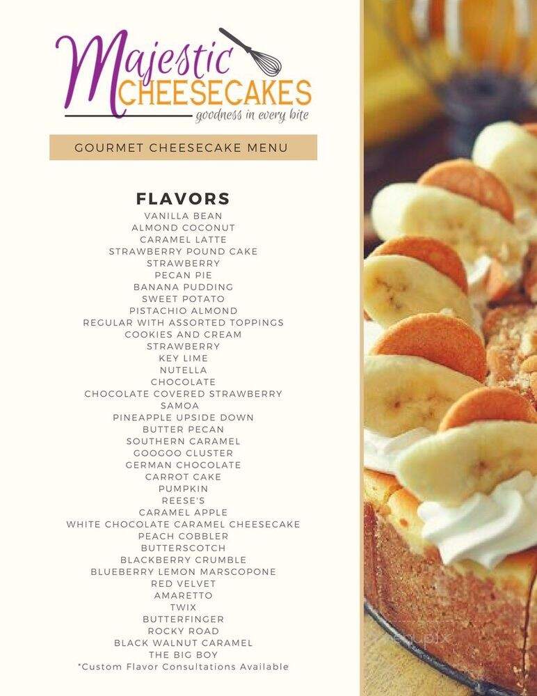 Majestic Cheesecakes - Nashville, TN menu_pic