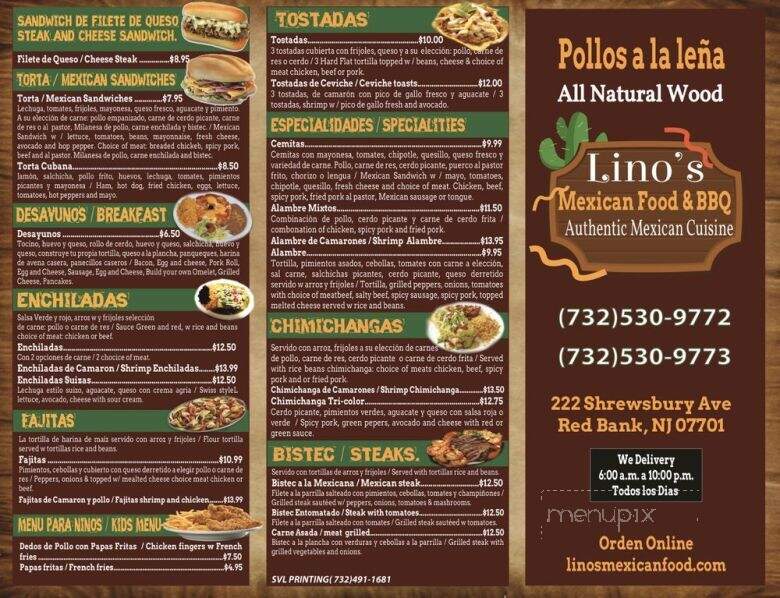 Tino's Mexican Kitchen - Red Bank, NJ menu_pic