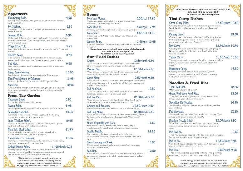Sawaddee Ka Thai Cuisine and Pho - Pooler, GA menu_pic