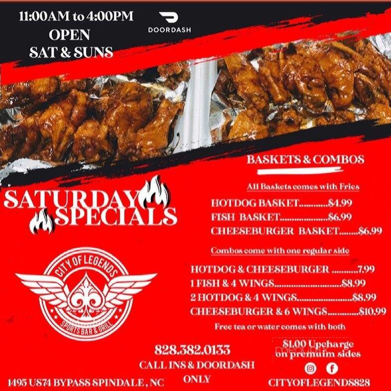 City Of Legends Sports Bar & Grill - Spindale, NC menu_pic