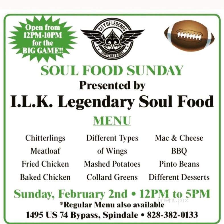 City Of Legends Sports Bar & Grill - Spindale, NC menu_pic