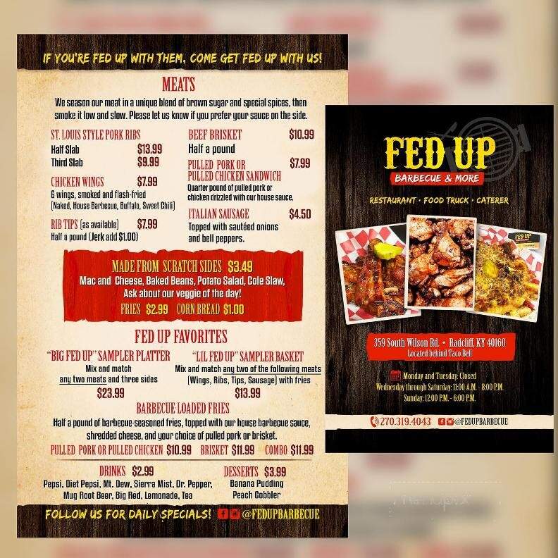 Fed Up Barbecue & More - Radcliff, KY menu_pic