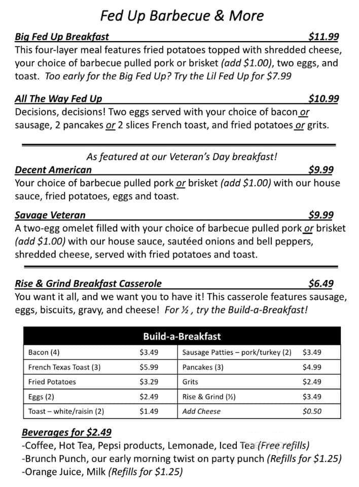 Fed Up Barbecue & More - Radcliff, KY menu_pic