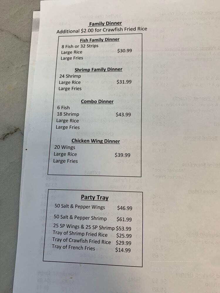 Seaside Seafood - Port Arthur, TX menu_pic