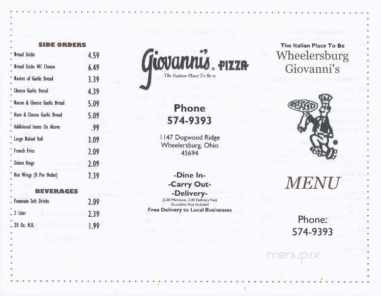 Giovanni's Pizza - Wheelersburg, OH menu_pic