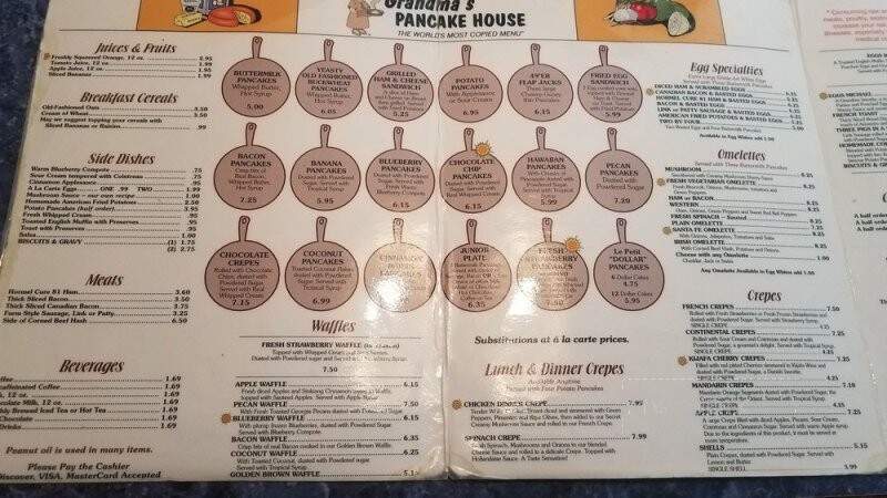 Grandma's Pancake house - Cookeville, TN menu_pic