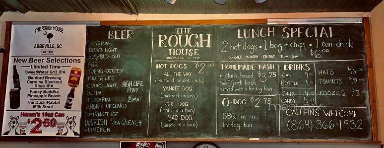 Rough House - Abbeville, SC menu_pic