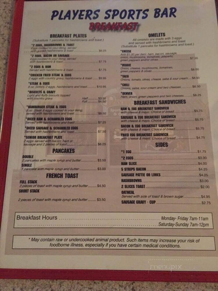 Players Sportsbar & Grill - Kennewick, WA menu_pic