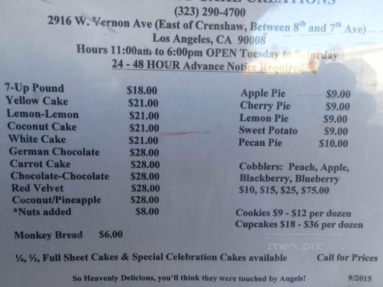 Heavenly Cakes Creations - Los Angeles, CA menu_pic