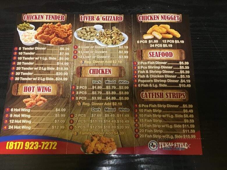 Texas Style Chicken & Seafood - Fort Worth, TX menu_pic
