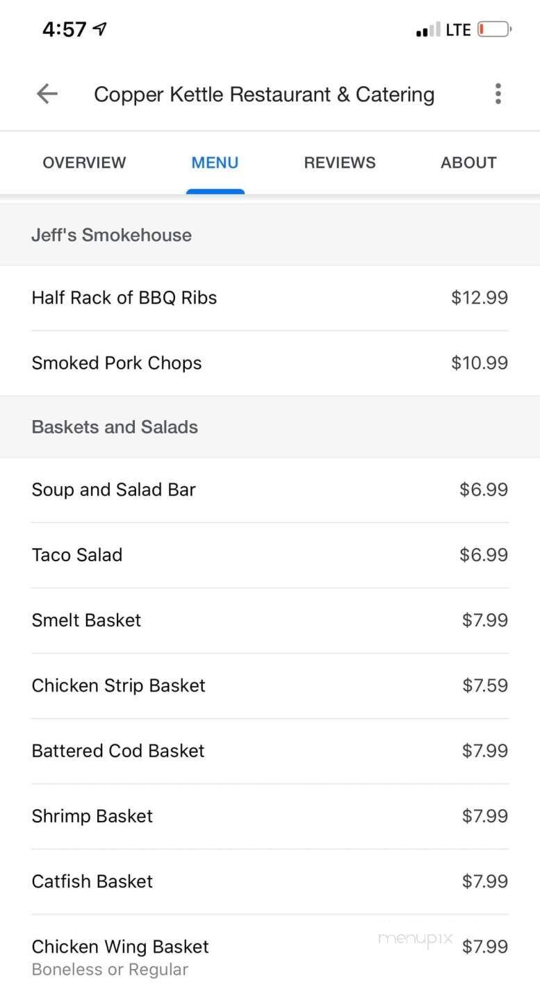 Copper Kettle Restaurant - Athens, MI menu_pic