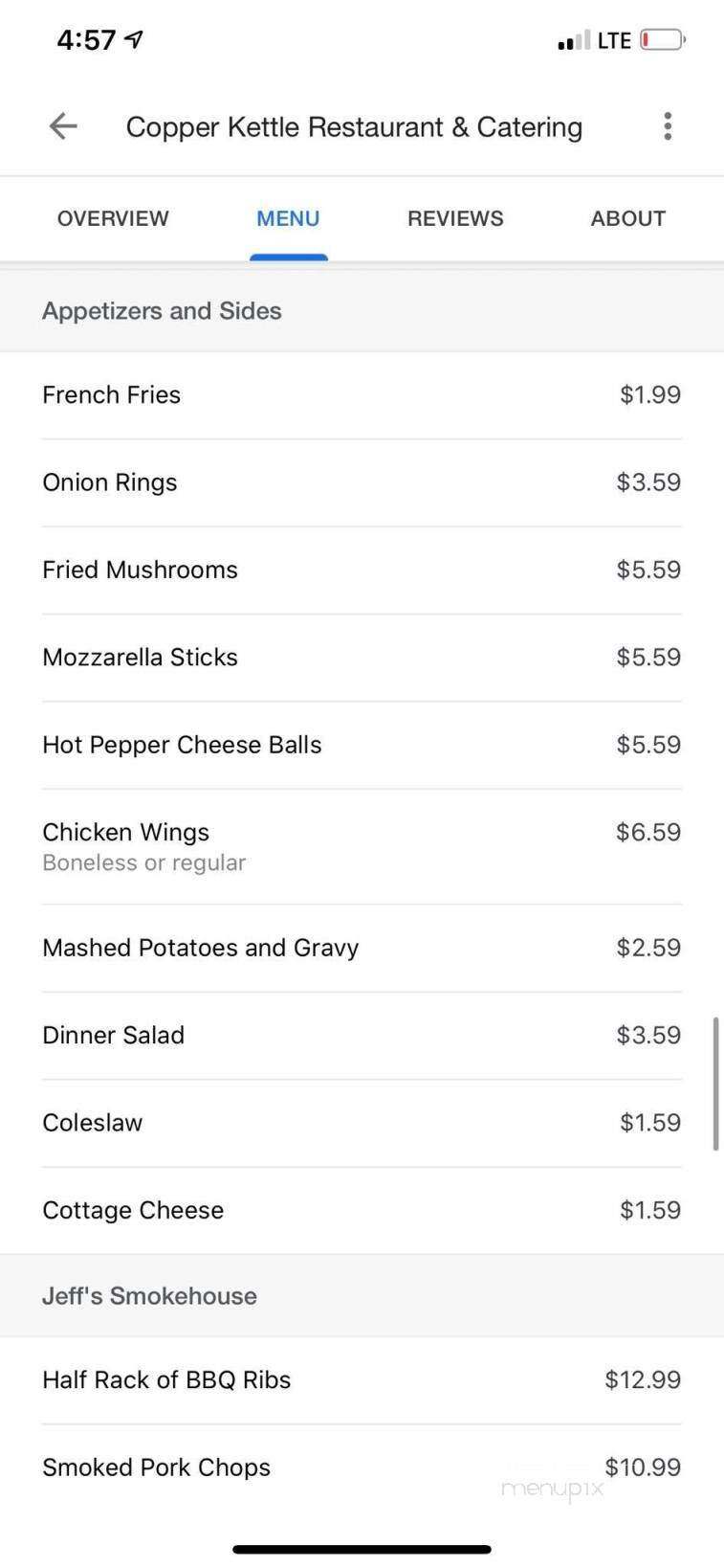 Copper Kettle Restaurant - Athens, MI menu_pic