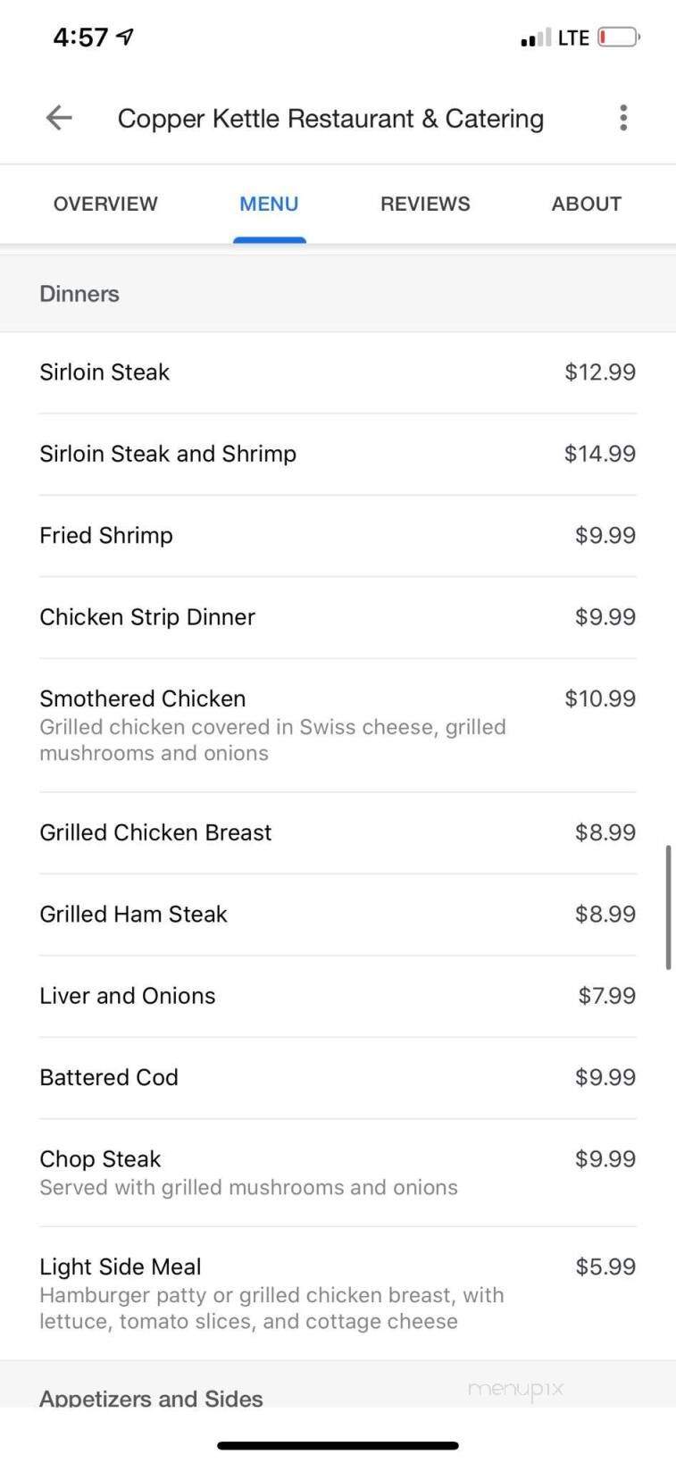 Copper Kettle Restaurant - Athens, MI menu_pic