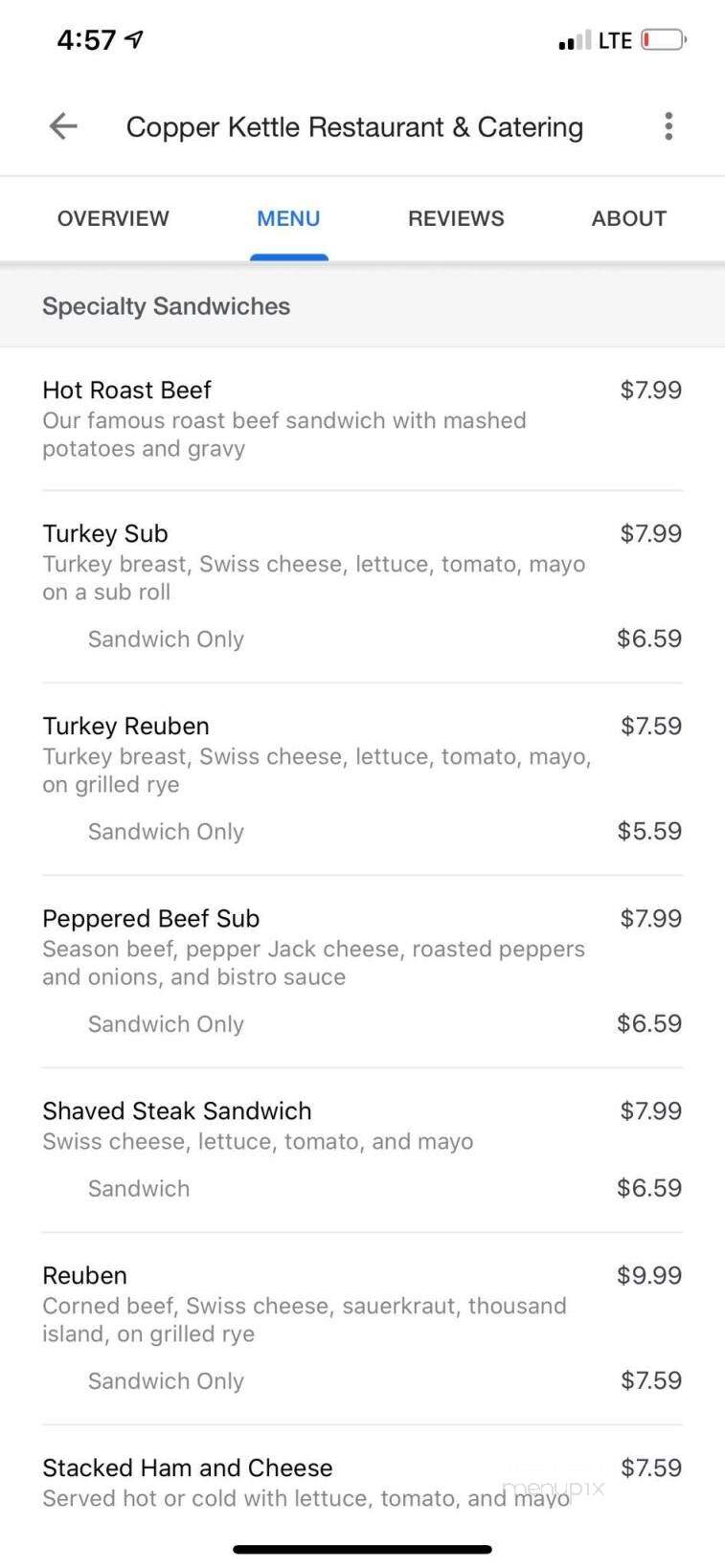 Copper Kettle Restaurant - Athens, MI menu_pic