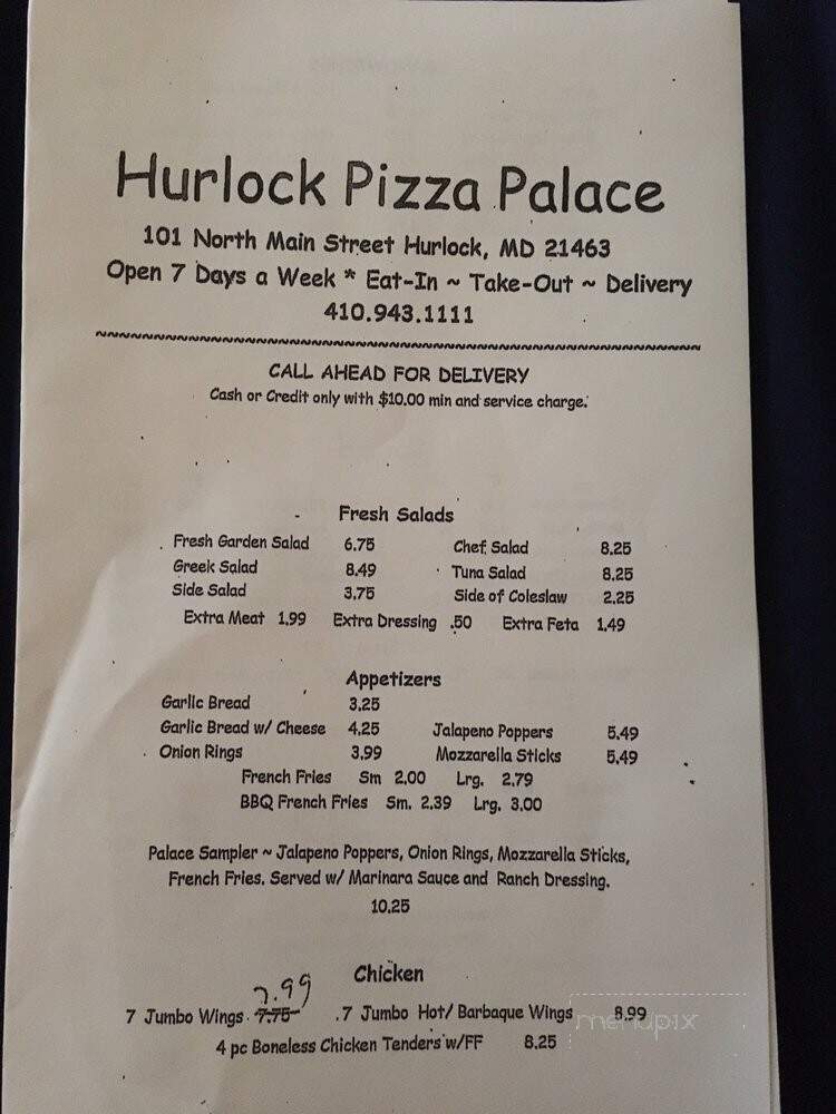 Hurlock Pizza Palace - Hurlock, MD menu_pic